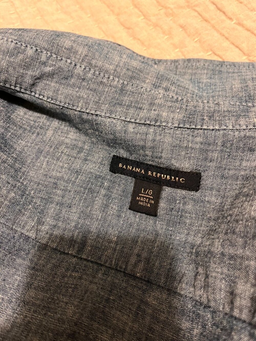 BANANA REPUBLIC DENIM CHAMBRAY, DARK BLUE SHIRT, SZ L, 100% COTTON - Picture 5 of 9